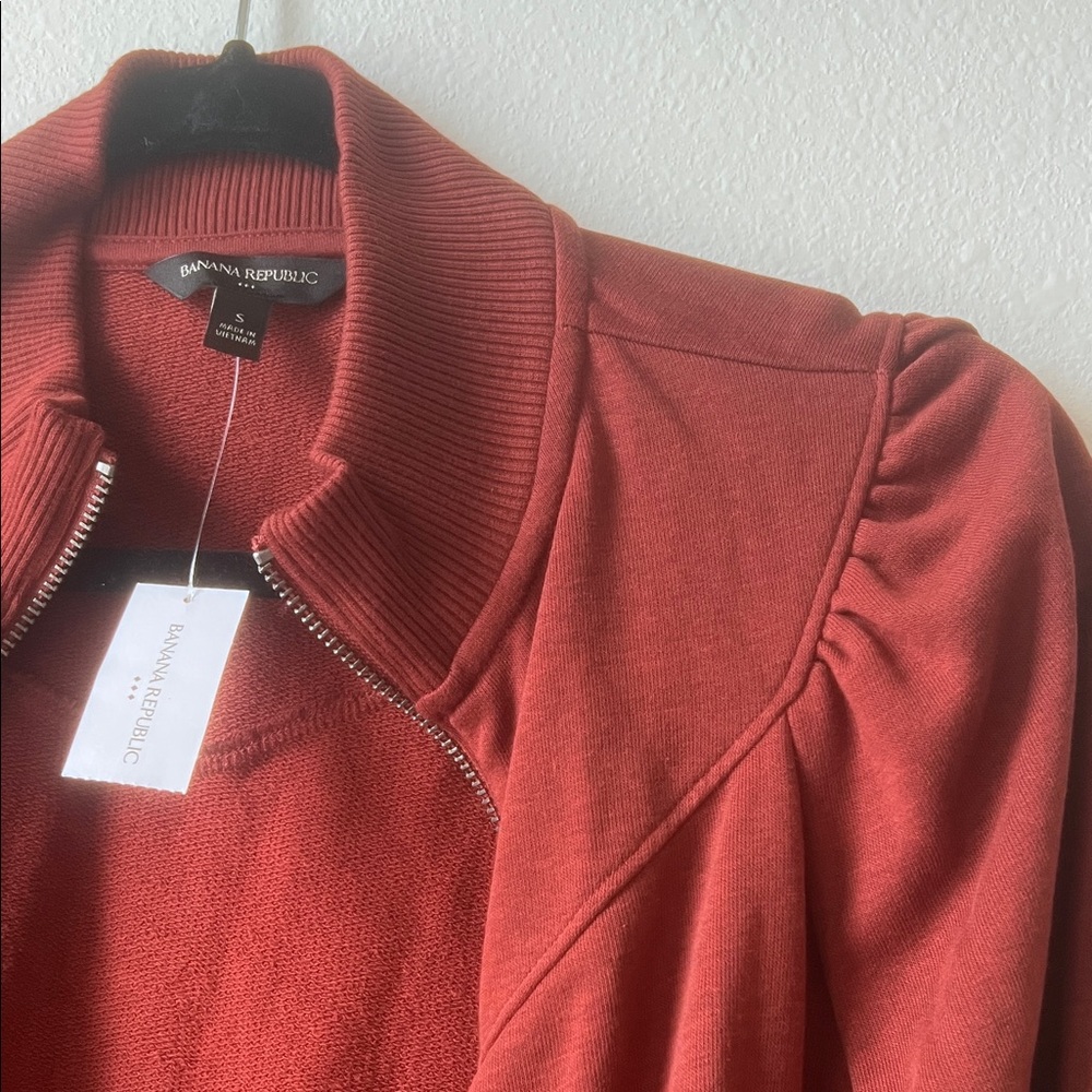 Banana Republic Women's Deep Red/Orange Bomber Jacket - Picture 4 of 5